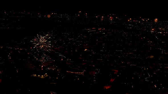 Fireworks Over The City In Iceland During The Annual Celebration Of New Years Eve