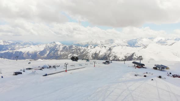 Gudauri Ski Resort Panorama In Caucasus