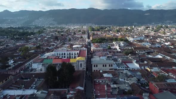 Aerial drone shot in San Cristobal de las Casas