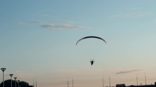 Paraplane on the Blue Sky Background, Leisure Activity.