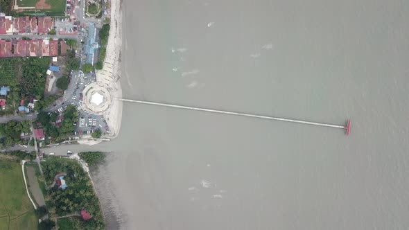 Aerial look down Pantai Murni waterfront 