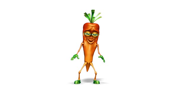 Happy Carrot  Looped Dance on White Background