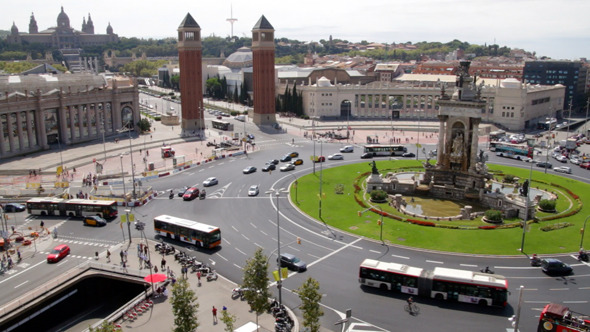 Fira de Barcelona Square Life Traffic Time Lapse