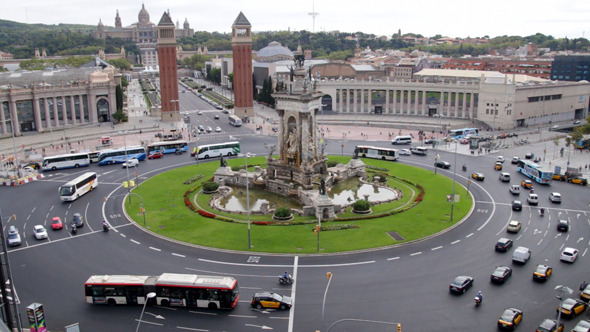 Plaza Spain in Barcelona Vehicles Traffic Scenics