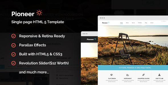 Pioneer - One Page Parallax Html Template