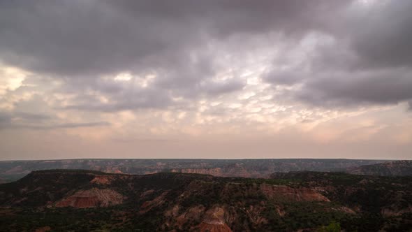 Time lapse over Palo Duro Canyon in Texas viewing mammatus clouds