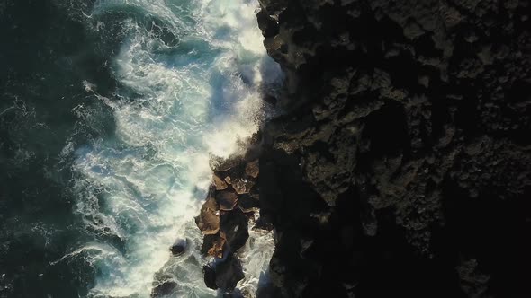 Aerial Of Waves Crashing In To The Shore