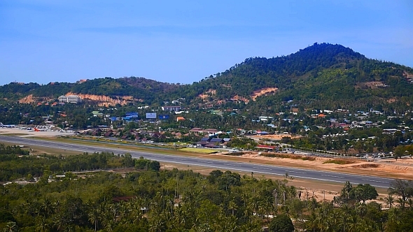 Airplane Take Off from the Island