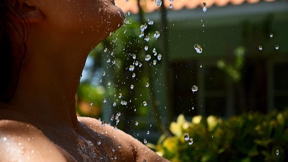 Sexy Woman Taking a Shower in Slow Motion