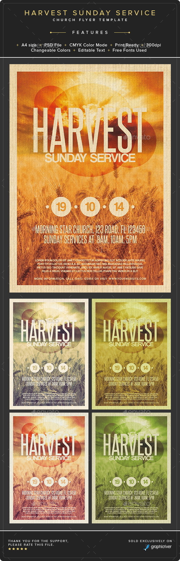 Harvest Sunday Service Flyer Template