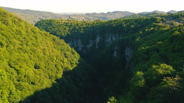 Ascending View of Okatse Canyon with All Its Magnificent Beauty Aerial Shot