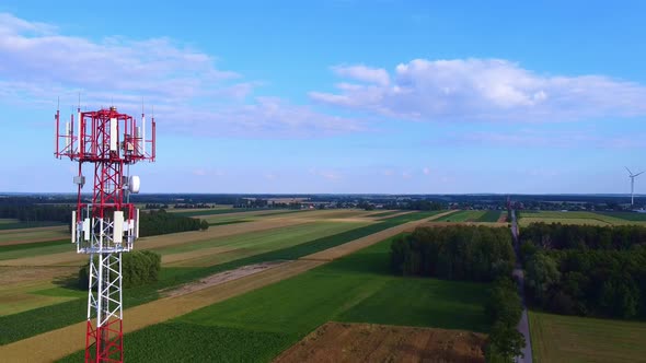 5G Tower on the Blue Sky in Summer