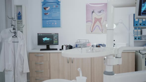 Empty Orthodontic Stomatology Office Prepared for Teeth Treatment