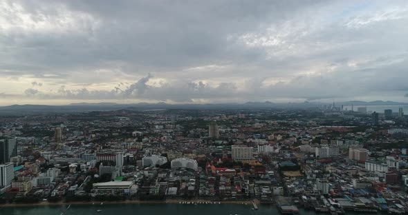 Aerial view Flying Pattaya beach Thailand