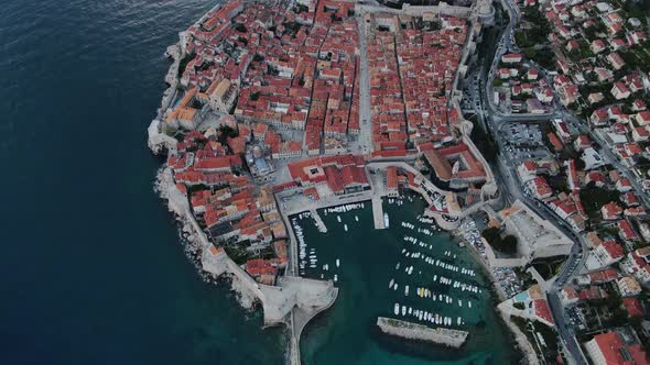 Birds eye perspective in Dubrovnik Croatia.