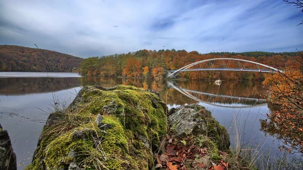 Beautiful view of the lake. Time-lapse Czech nature