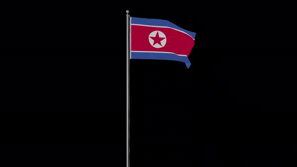 North Korea Flag Pole Loops With Alpha