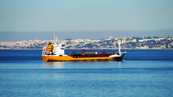 Cargo Ship Anchored near Port Lisbon 838