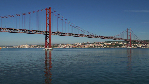 View on the 25 de Abril Bridge in Lisbon 843
