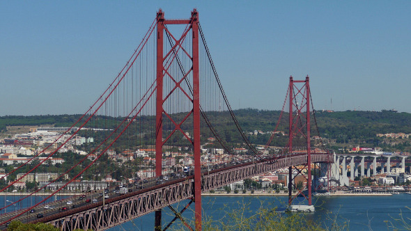 Top View on the 25 de Abril Bridge in Lisbon 850