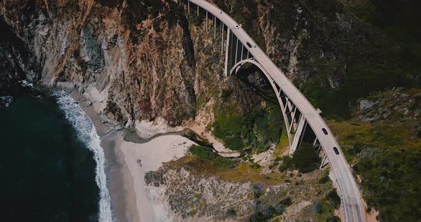 Bixby Creek Bridge with Mountains and Ocean