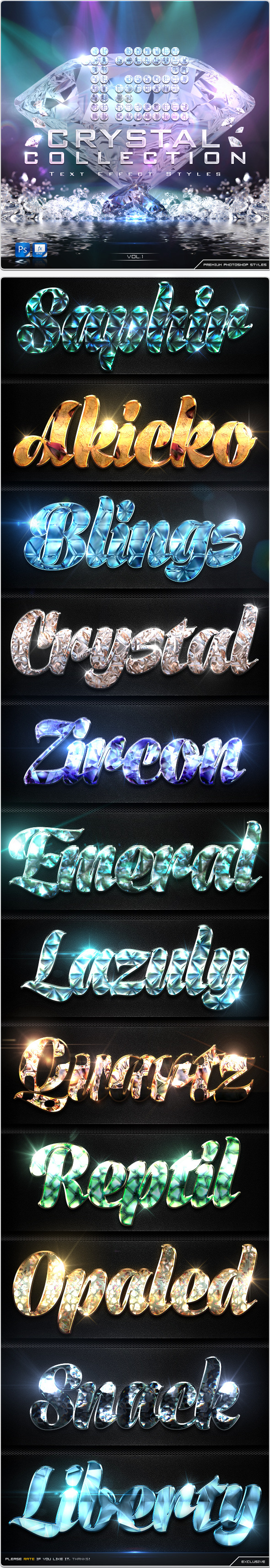 12 Crystal Collection Text Effect Styles Vol.1