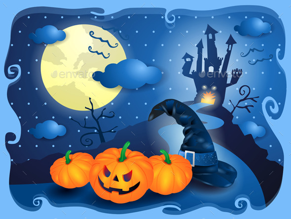 Halloween Background in Blue