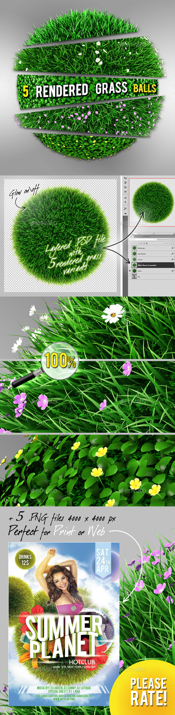 5 Grass | Flowers Balls