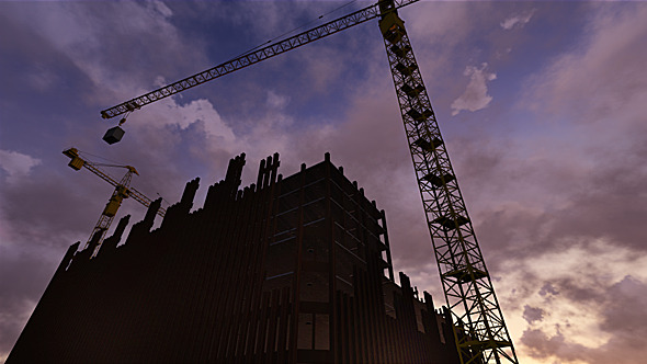 Construction Site With Tower Cranes alt