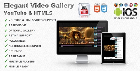 Elegant Video Gallery - YouTube & HTML5