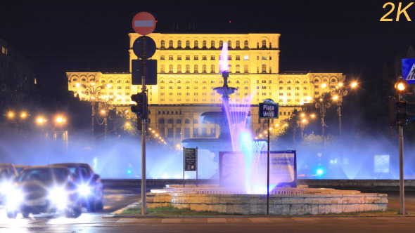 Romania Parliament House Day To Night 2