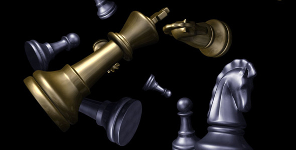 Chess Pieces Falling - Gold & Silver alt