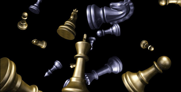 Chess Pieces Flying - Gold & Silver alt