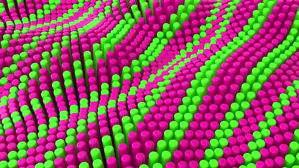 Abstract pink green lines background with cylinders