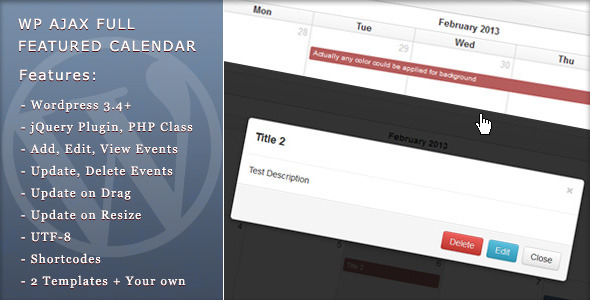 WP Ajax Full Featured Calendar