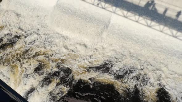 Wide View Showing Shadows Along The Montmorency Falls In Quebec City