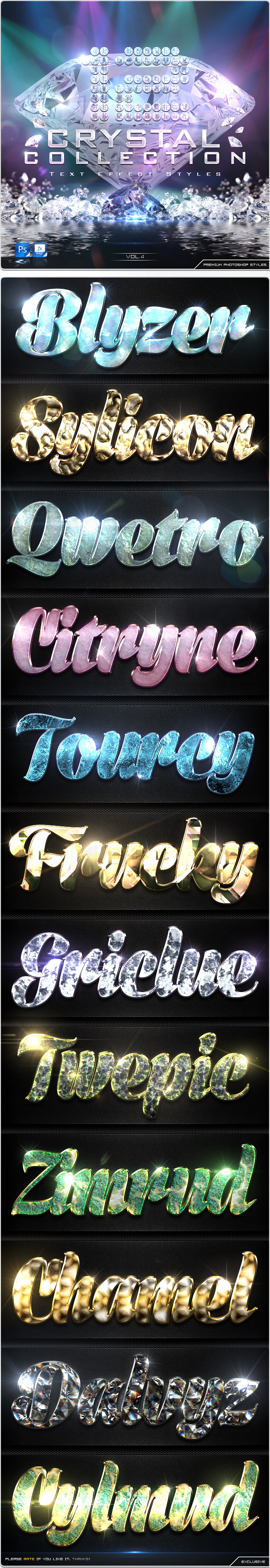 12 Crystal Collection Text Effect Styles Vol.4