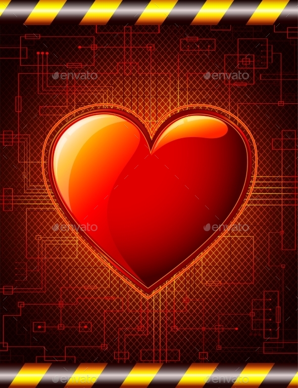 Valentines Background with Glossy Heart