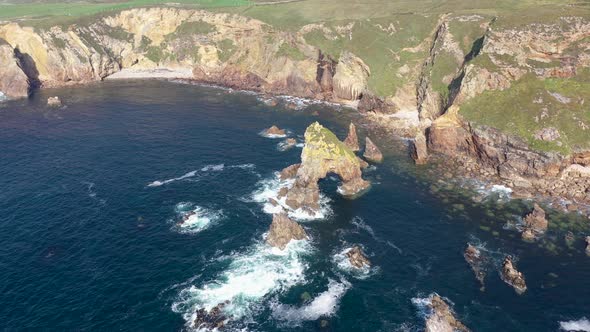 Aerial View of the Rocks in the Sea at Crohy Head Sea Arch County Donegal  Ireland