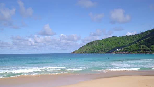 Sea beach beautiful waves Foaming and Splashing on the beach sand. Ocean sea. Beautiful beach sea