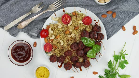 Falafel Bulgur and Vegetables Middle Eastern Food