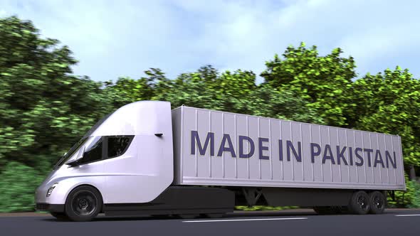 Modern Trailer Truck with MADE IN PAKISTAN Text on the Side