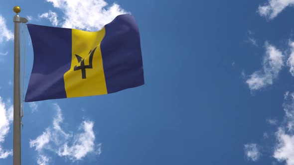 Barbados Flag On Flagpole