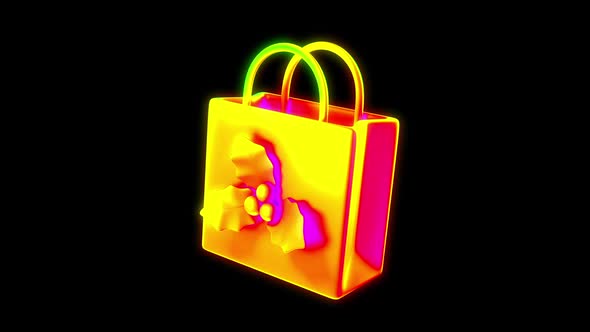 Christmas 3D Shopping Bag Flying Psychedelic Animation for Colorful NFT