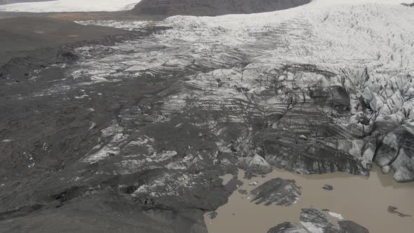 Drone flying over Svinafellslon Glacier, Iceland