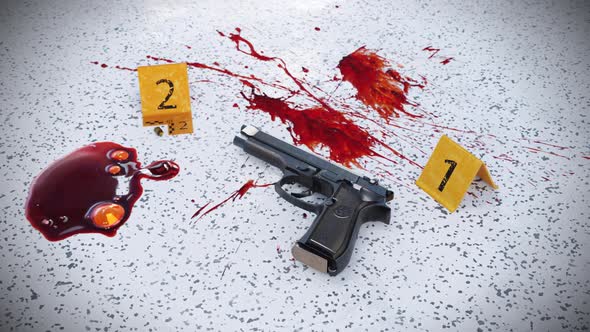 Criminal Scene Gun And Bloody Pool alt