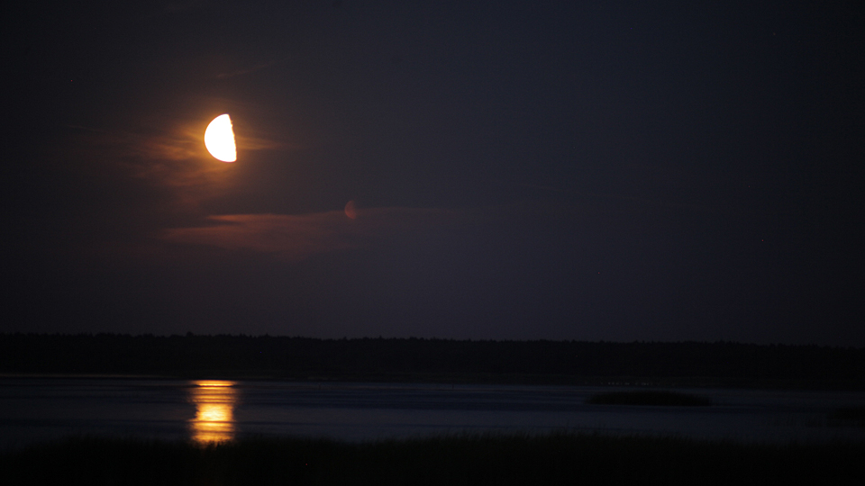 Liepaja Lake. Moon Rising. Time Lapse.