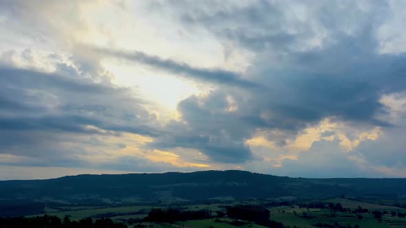 Countryside rural clouds Timelapse. Tropical scenery. Motion at blue sky.