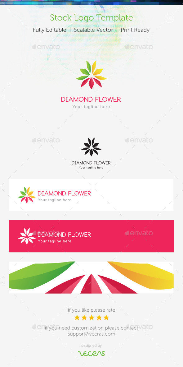 Diamond Flower Stock Logo Template