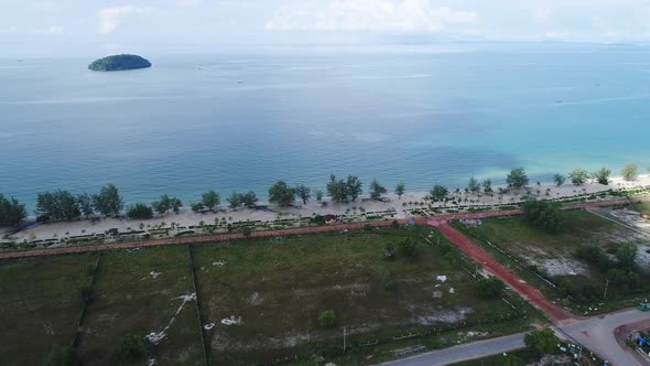 Fishing village near Sihanoukville in Cambodia seen from the sky